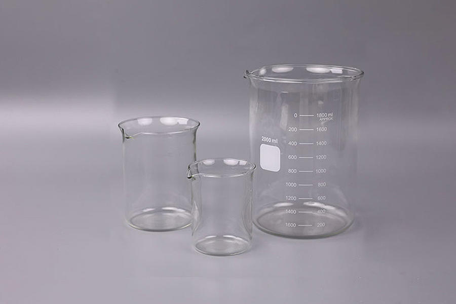 A laboratory glass beaker is a cylindrical container made of glass